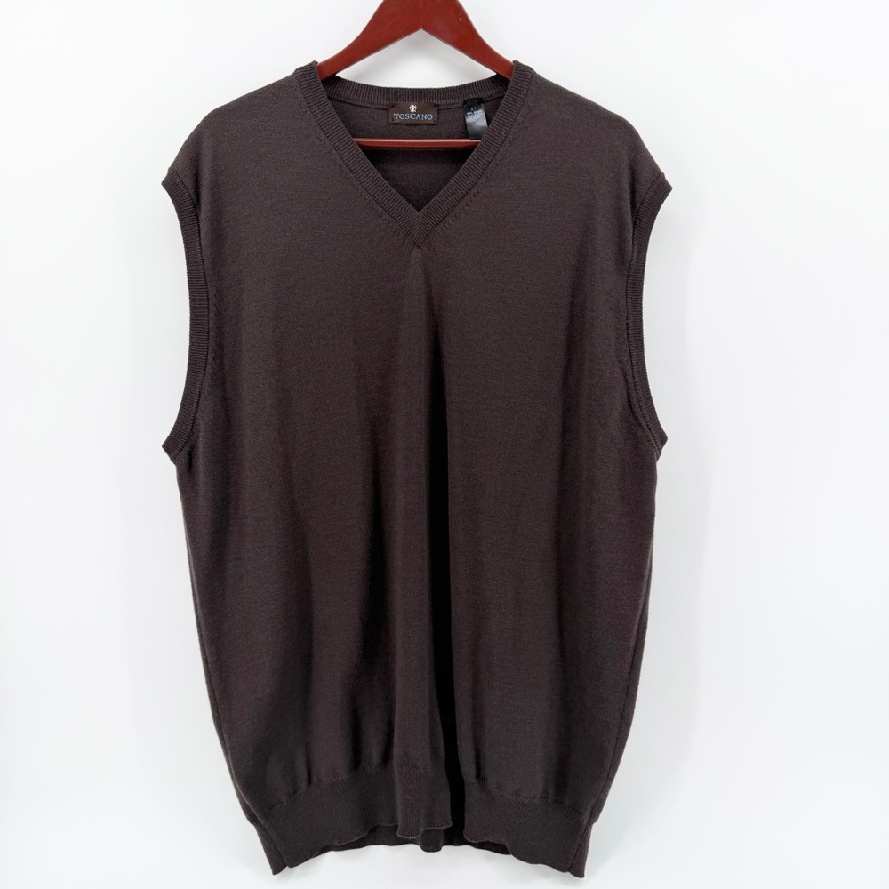 Toscano x Patrick Assaraf Men’s 100%‎ Merino Wool Sweater Vest XLT Italy Brown